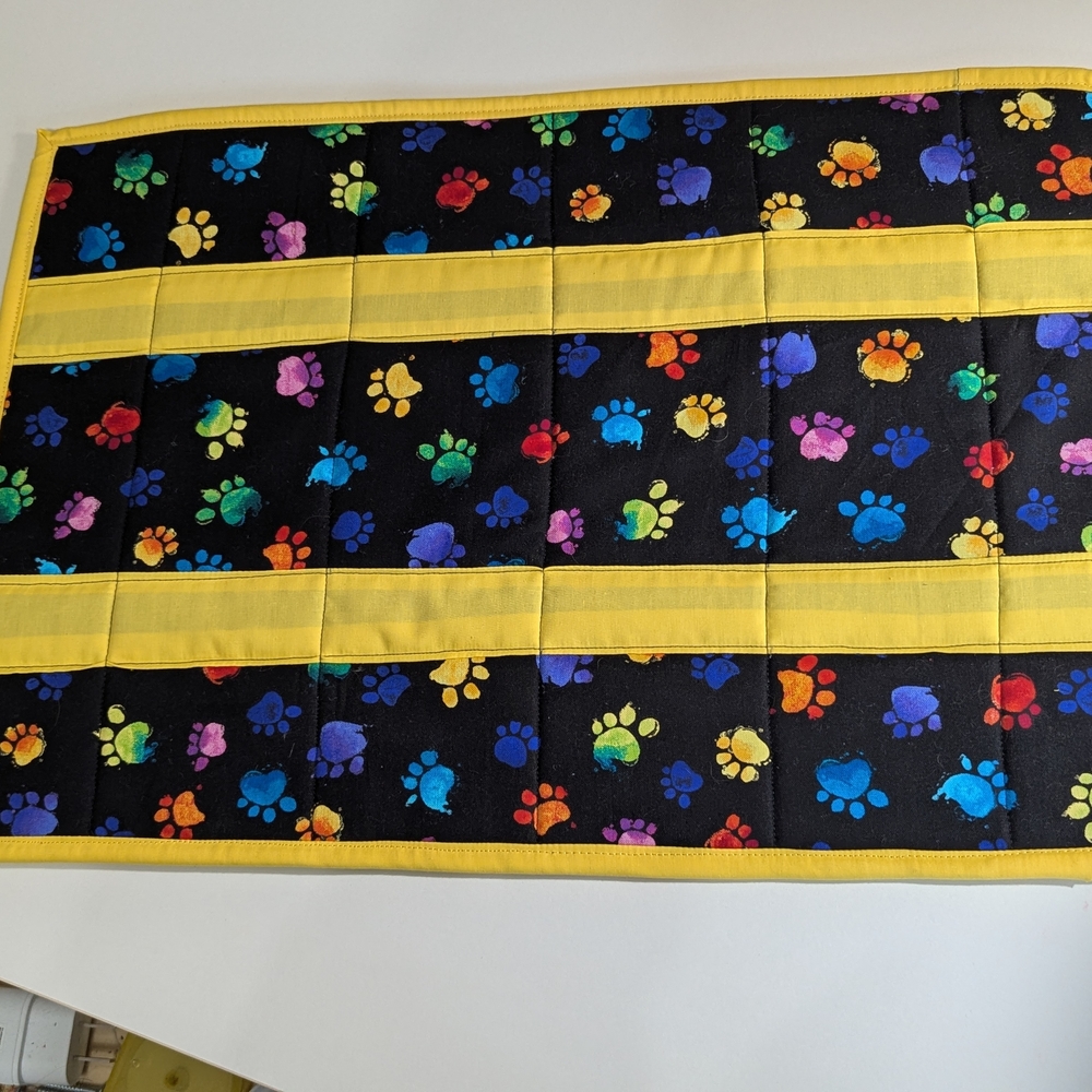 Colorful Paw Print Quilted Mat